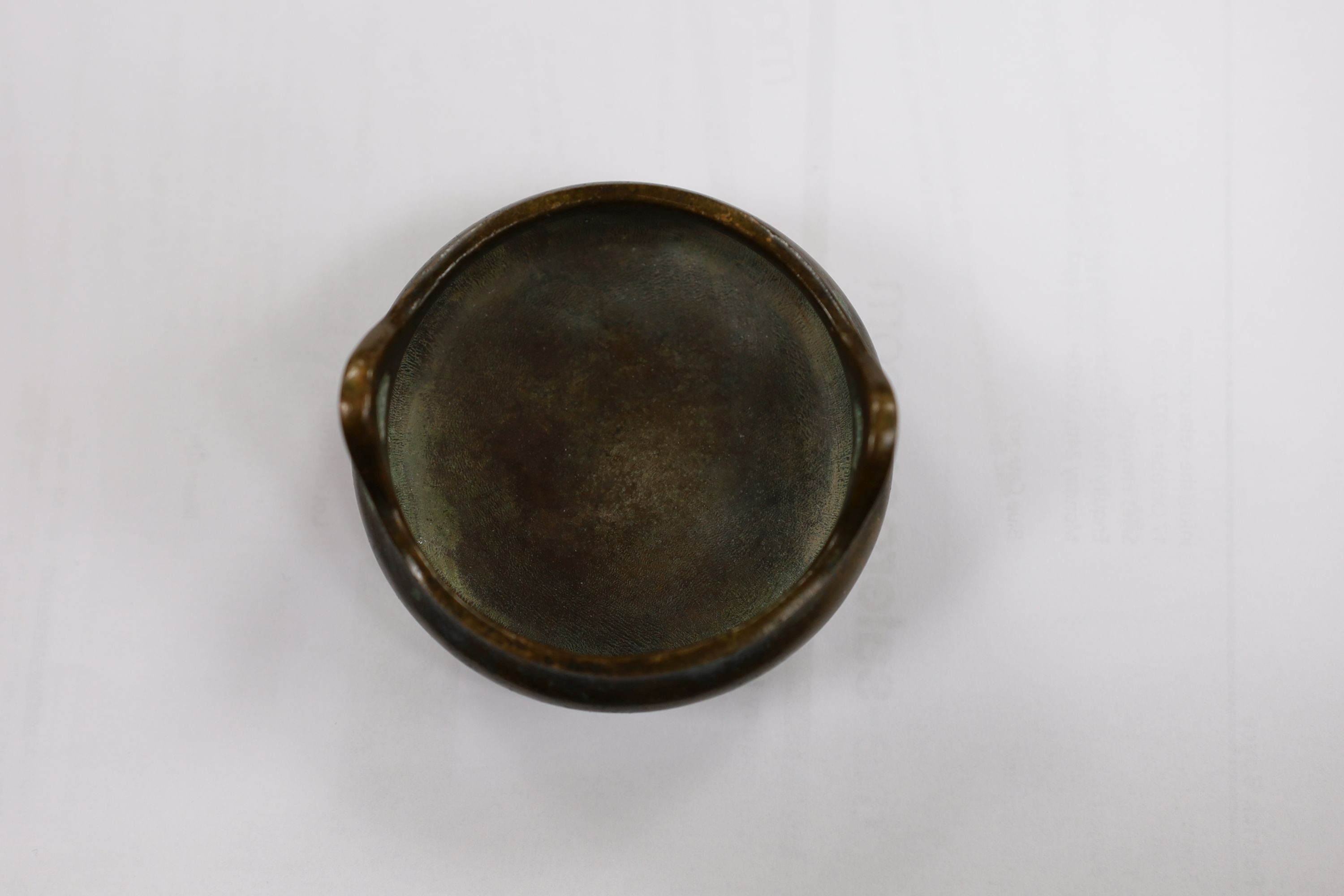 Two Chinese bronze censers, largest 11cms diameter